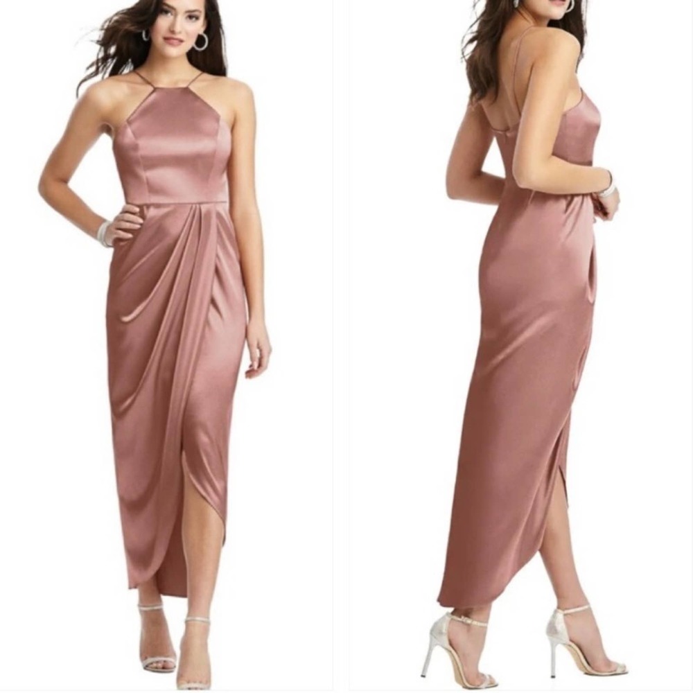 After Six charmeuse halter midi dress desert rose - 6
